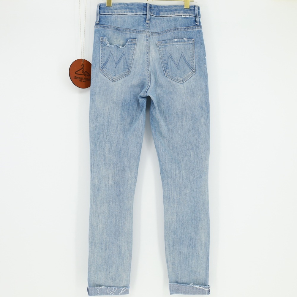 Mother Looker Ankle Fray Jeans Size 25 Twenty-Eight and a Half Wishes Light Blue - Picture 2 of 14